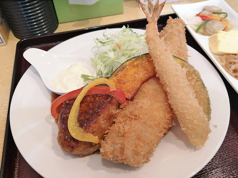 菜の花　恵山　日替わり定食　フライ　ハンバーグ
