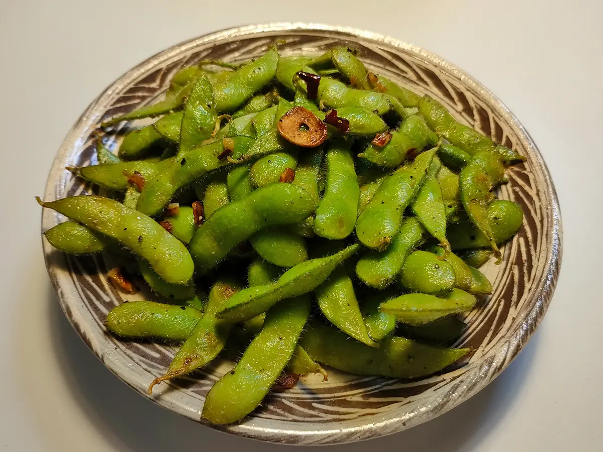 枝豆のペペロンチーノ