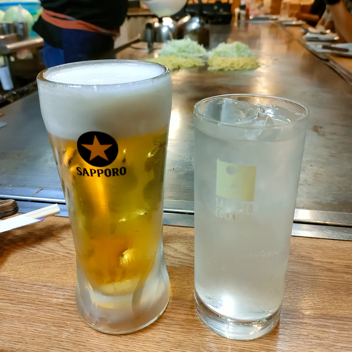 お好み焼き105　生ビール　レモンサワー